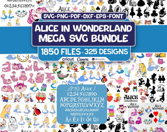 Alice in Wonderland SVG Bundle, Alice SVG, Queen of Hearts PNG ...