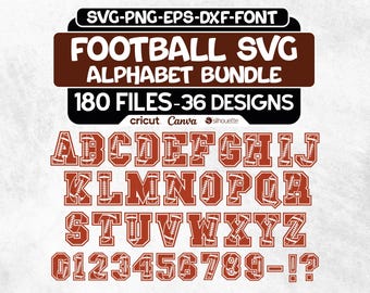 Football Alphabet SVG, Football Font Svg, Football Alphabet And Numbers SVG Bundle,  Football Team Alphabet, Football Letters Svg, Cricut