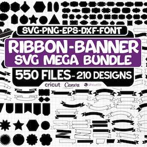 Ribbon Banner SVG, Banner Svg Bundle, Banner Clipart, Birthday Banner Svg, Ribbon Silhouette, Ribbon Svg, Banner Vector, Banner Outline