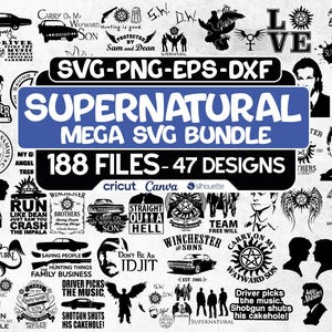 Supernatural SVG Bundle, Supernatural Png, Supernatural Clipart, Supernatural Cricut, Supernatural Cut Files, Supernatural Logo, Winchester