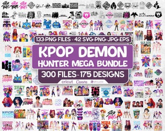 Kpop Demon Hunters SVG Bundle | Kpop Anime Clipart PNG | 300 Files 175 Designs | Cricut Silhouette Canva Digital Download