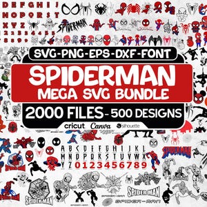 Spiderman Svg Bundle, Spiderman Svg, Spiderman Clipart, Spiderman Cut Files For Circut, Spiderman Silhouette, Spiderman Png, Superhero Svg