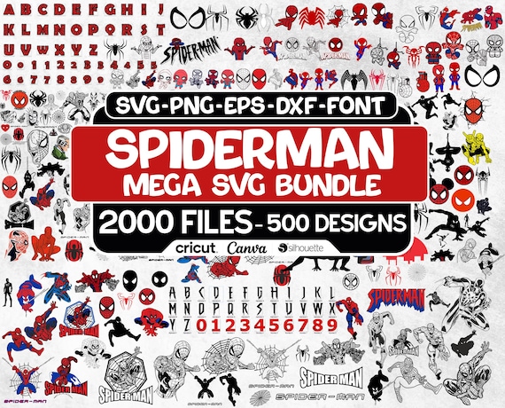 Spiderman Svg Bundle, Spiderman Svg, Spiderman Clipart, Spiderman Cut Files For Circut, Spiderman Silhouette, Spiderman Png, Superhero Svg