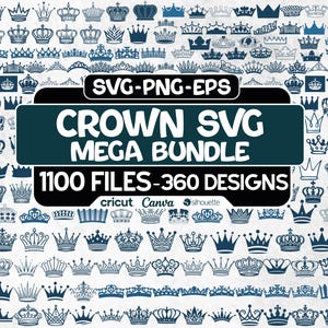 Crown Svg Bundle, King Crown SVG, Queen Crown SVG, Royal Crown Svg, Crown Clipart, Princess Tiara Svg, Princess Crown SVG, File For Cricut