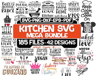 Kitchen SVG Bundle,  Kitchen Clipart, Kitchen SVG Cut Files for Cricut, Kitchen Silhouette, Kitchen Vector, Kitchen Quotes Svg, Monogram Svg