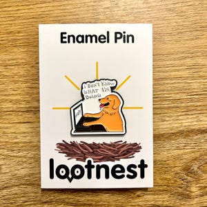 Pin&#39;s émail chien drôle | Meme Dog at Computer - Épinglette « Je ne sais pas ce que je fais », joli cadeau pour collectionneur