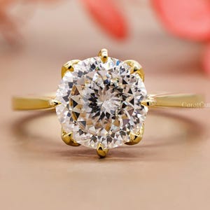 Anello di lusso con diamante moissanite taglio portoghese, anello di fidanzamento solitario in oro giallo 14 carati, delicato anello di proposta per lei, regalo di nozze per lei