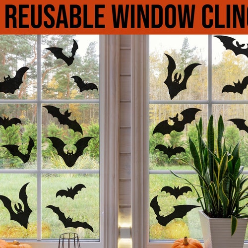 Reusable Bats Window Cling Window Sticker Halloween Decor Etsy