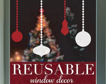REUSABLE - Window Cling - Christmas Ornaments - Christmas Decorations - Christmas Decor - Christmas Wall Decor - Christmas Wall Art