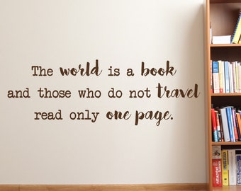 The world is a book - travel gifts - travel decor - wall decals - wall decor - home decor - wanderlust decal - wanderlust wall art - decals