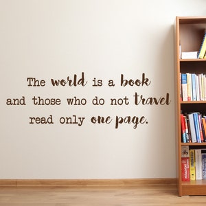 The world is a book travel gifts travel decor wall decals wall decor home decor wanderlust decal wanderlust wall art decals image 1