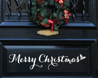 Merry Christmas - Merry Christmas Sign - Merry Christmas Decal - Christmas Decorations - Christmas Decor - Door Decal - Door Decor