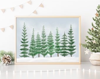 Christmas Trees Print, Holiday Wall Art, Christmas Printable, Holiday Decor, Christmas Decor, Christmas Sign, Christmas Painting, DIGITAL