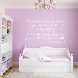 Scripture Wall Decal Nursery Wall Decals Nursery Decals Christian Wall Art For I know the Plans Jeremiah 29 11 Wall Decal Decals image 2