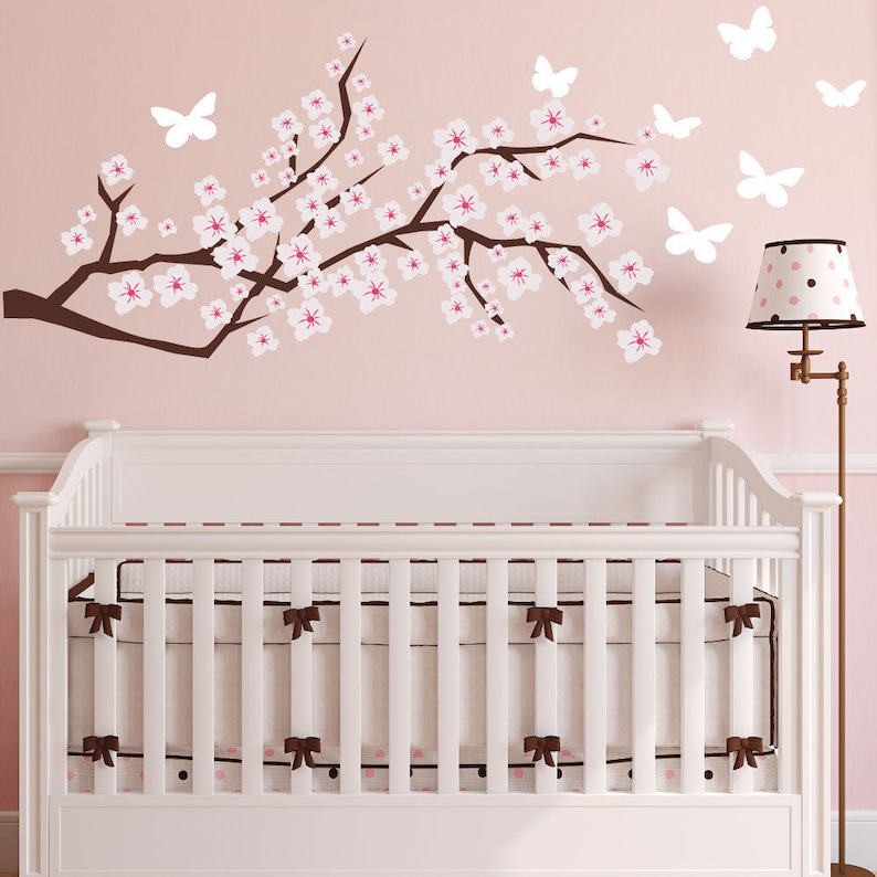 Cherry Blossom Wall Decal Floral Wall Decals Nursery Wall Etsy