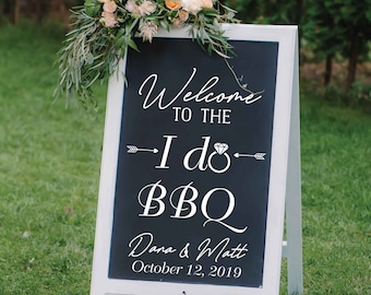 I Do BBQ, Couples Shower, Rehearsal Dinner Decor, Wedding Decal, Wedding Welcome Decal, Wedding Welcome Sign, Welcome to Our Wedding Decal