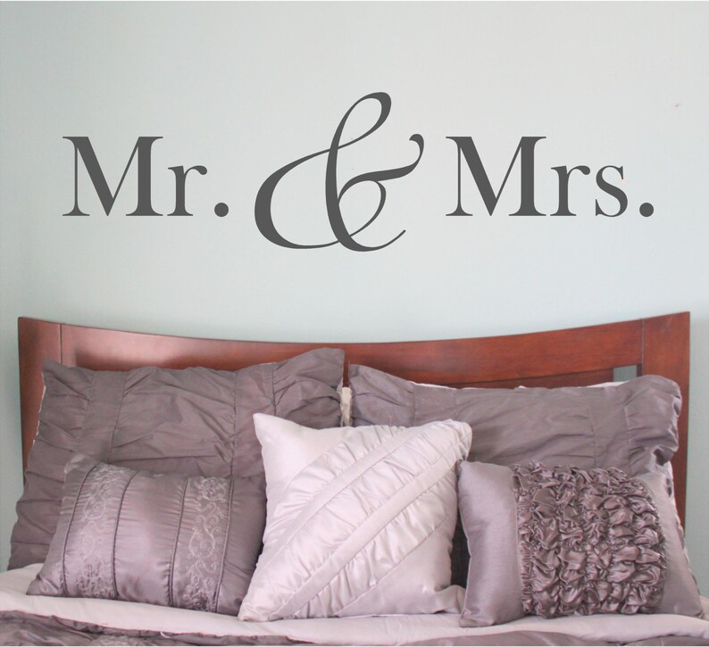 Mr and Mrs Mr and Mrs Sign Mr and Mrs Wall Decal bedroom wall decal bedroom decor bedroom wall decor master bedroom decor image 1