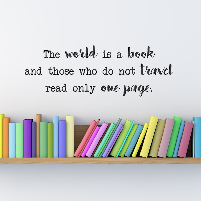 The world is a book travel gifts travel decor wall decals wall decor home decor wanderlust decal wanderlust wall art decals image 2