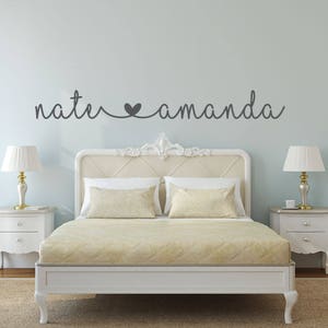 Name Decal - Name Stickers - bedroom wall decal - bedroom decor - bedroom wall decor - connected hearts name - wedding gift -engagement gift