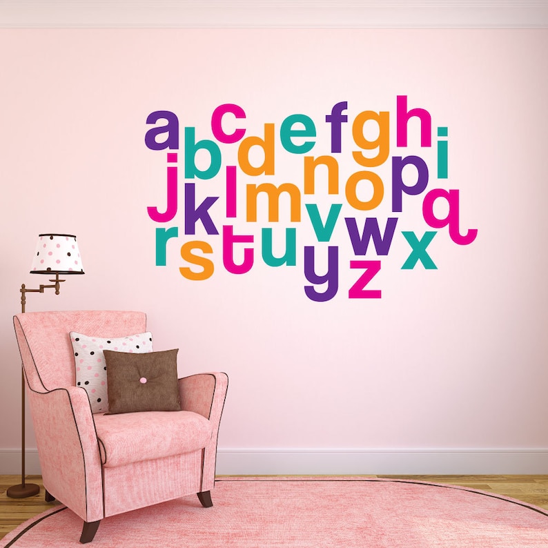 Alphabet Wall Decals Nursery Wall Decals Alphabet Decals Etsy