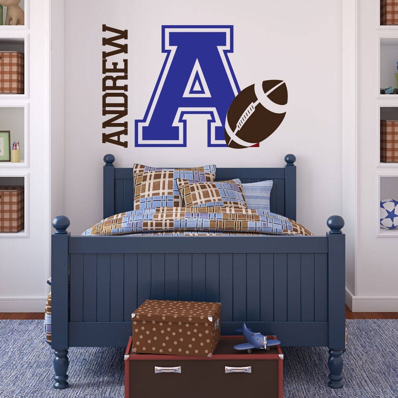 Football Wall Decal Name Decal Name Stickers Name Wall Etsy