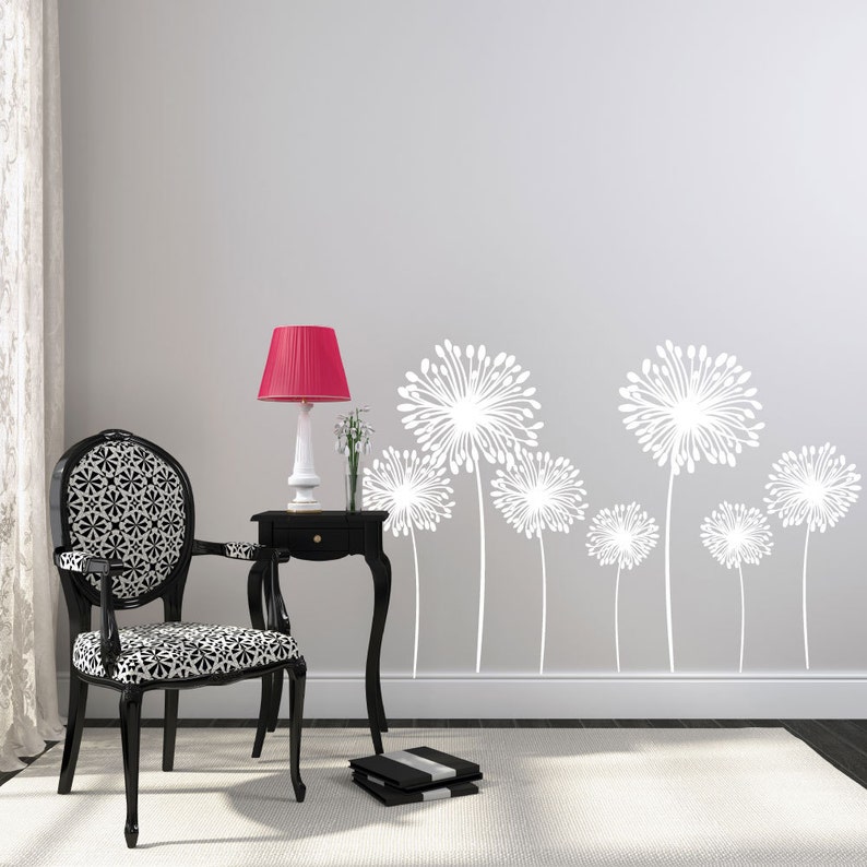 Wall Decals Dandelion Wall Decal Flower Wall Decals Wall Decals for Kids Kids Wall Decals Vinyl Wall Decals Nursery Wall Decals image 1