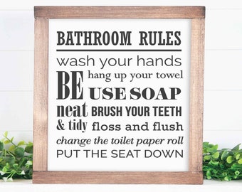 Bathroom Rules | Bathroom Rules Sign | House Rules | Bathroom Wall Decor | Bathroom Sign