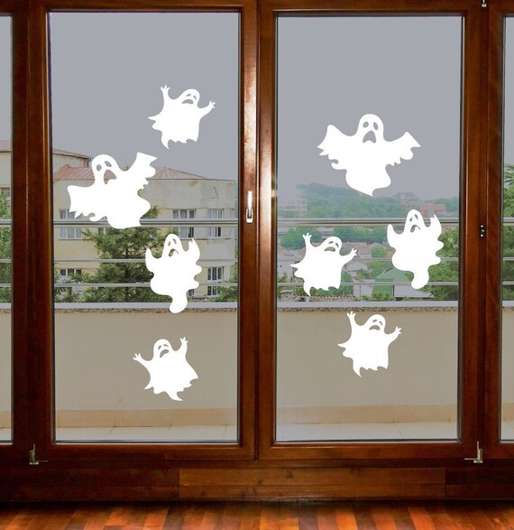 Reusable Ghosts Window Cling Halloween Decor Halloween Etsy