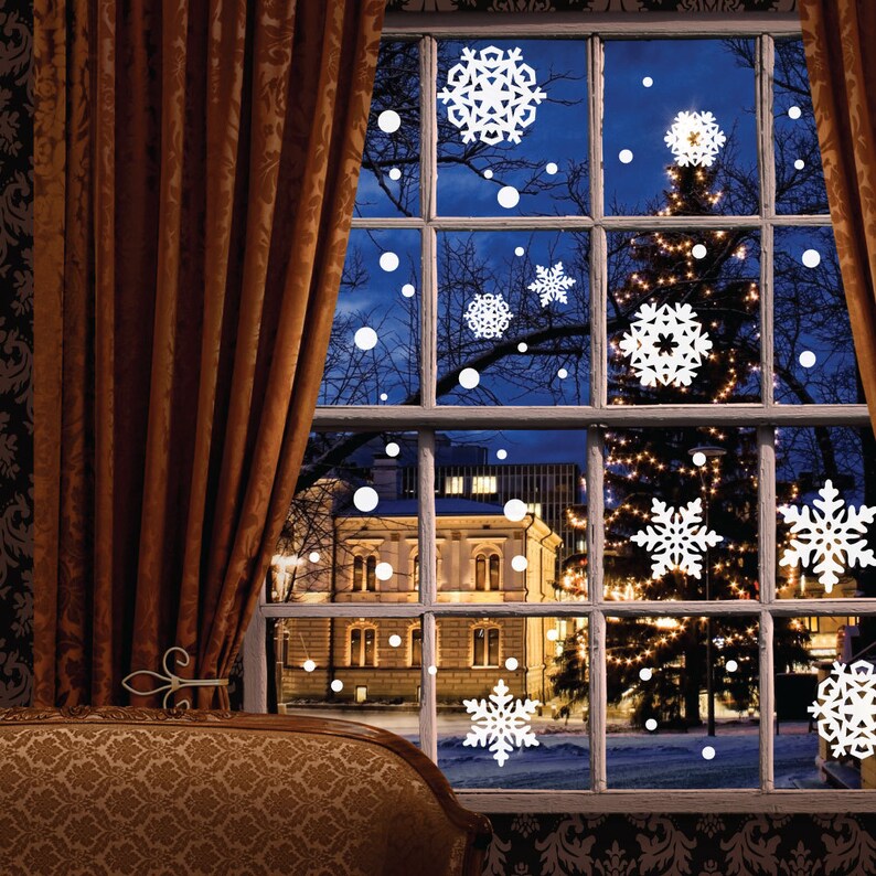 REUSABLE Window Cling Christmas Decorations Christmas Etsy Christmas Window Clings