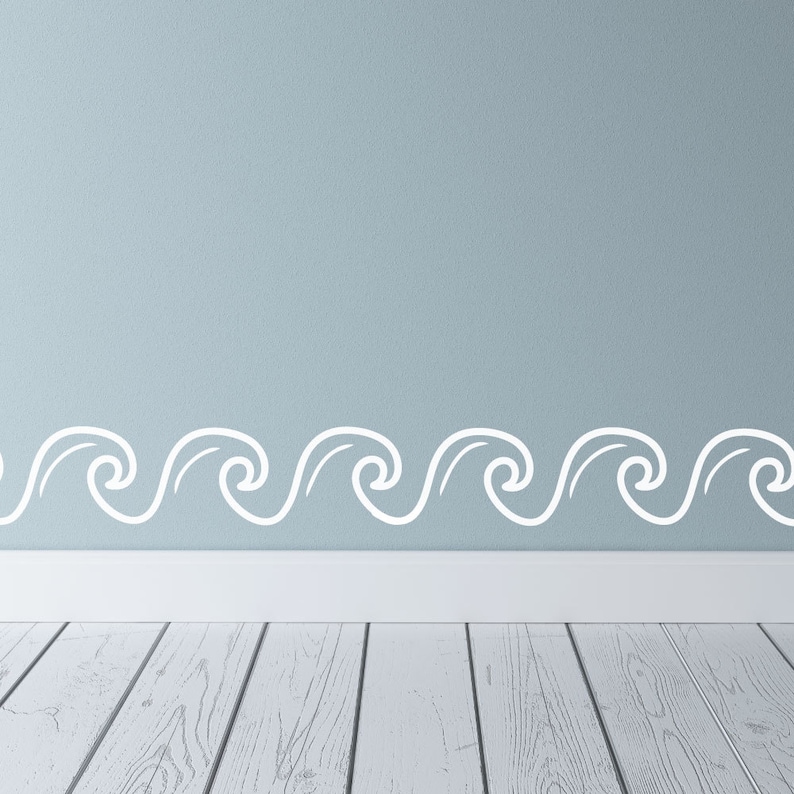 Wave Border Ocean Wall Decals Wave Wall Wave Wall Decal Etsy UK