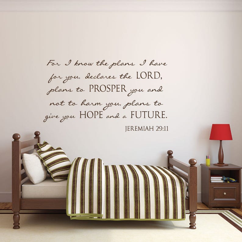 Scripture Wall Decal Nursery Wall Decals Nursery Decals Christian Wall Art For I know the Plans Jeremiah 29 11 Wall Decal Decals image 1