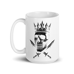Skull With Crown Mug – Bold Gothic Dark Art 11oz - 15oz White Ceramic Coffee Cup