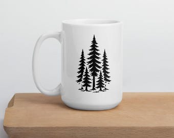 Pine Trees Coffee Mug Nature Lover Gift Ceramic Cup With Forest Design ...
