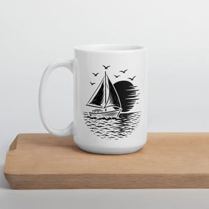 Sailboat Sunset Coffee Mug – Nautical Ocean Sailing Cup