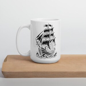 Pirate Ship Coffee Mug – Nautical Vessel Design, Sailing Gift