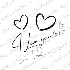 Te amo corazón SVG / Cita romántica PNG / Carta de amor Clipart / Descarga digital para Cricut, pegatinas, tarjetas