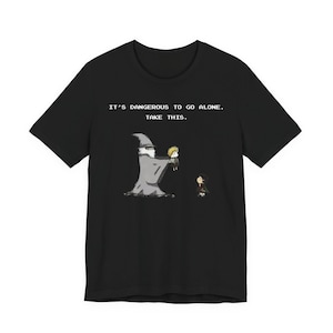Navi LOTR mashup-shirt - "Its Dangerous to Go Alone, Take This" - grappig Gandalf Frodo Samwise T-shirt I Geek-shirt voor gamers, Tolkien en fans