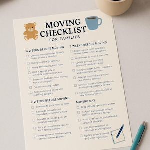 Image showcasing Moving Checklist for Families | Printable Countdown Planner | New Home ...