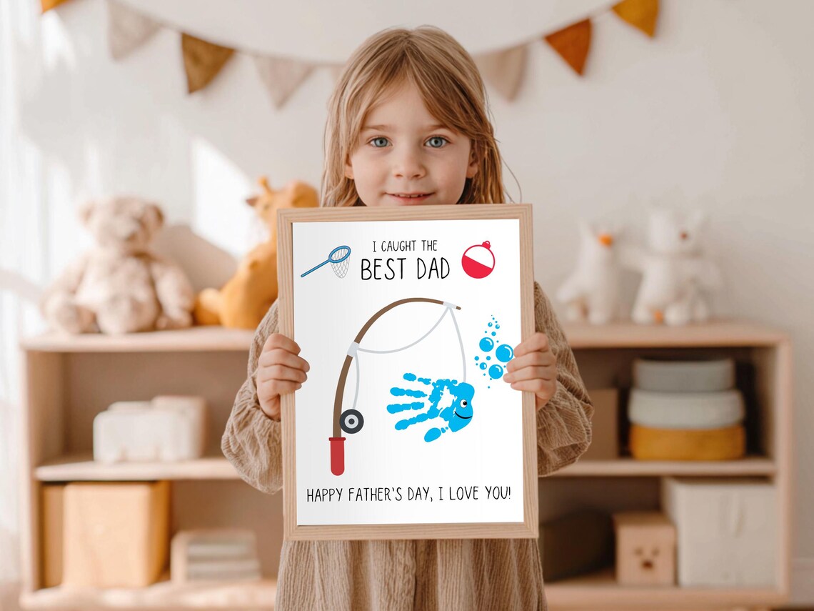 Father's Day Fishing Handprint Craft | I Caught the Best Dad | DIY Dada ...