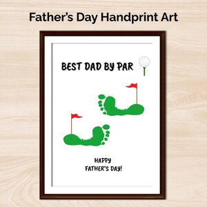 Impronta della mano per la festa del papà con il golf / Miglior papà secondo Par, Golf / Download digitale di opere d'arte fai da te / Regalo per papà dai bambini