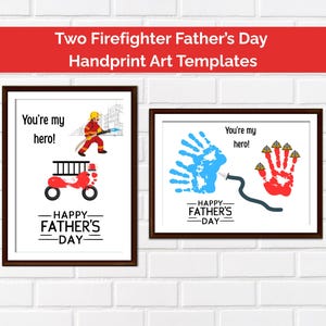 Feuerwehrmann Vatertag Handabdruck Fußabdruck Basteln | Digitaler Download | Geschenk für Papa von Kinder | DIY-Kunst