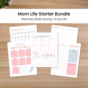 Mom Life Starter Bundle | Daily, Weekly, Monthly Planner, To Do List & Brain Dump Printable | Instant PDF