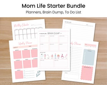 Mom Life Starter Bundle | Daily, Weekly, Monthly Planner, To Do List & Brain Dump Printable | Instant PDF