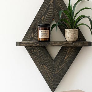 Handmade Wooden Diamond Shelf: Rustic Boho Floating Shelf