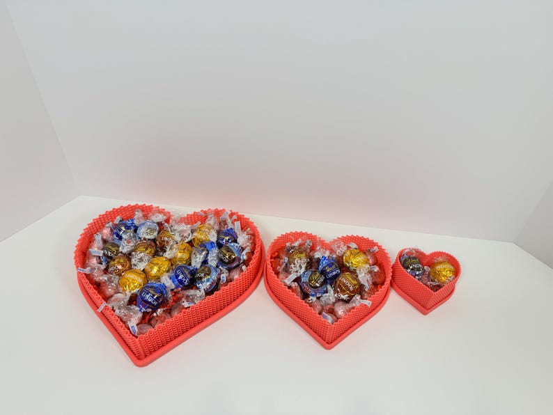 Pink Valentine’s Day Heart Chocolate Boxes – Filled with Hershey & Lindor Chocolates - Pink Boxes with White Lettering 3 and 6 Inch image 4