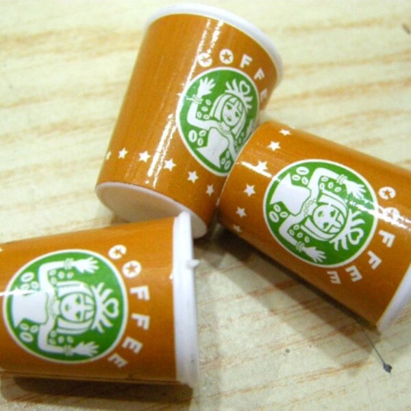 Kitsch Cute Starbucks Coffee Style Mini Plastic DIY Take Out Cups -  2pc