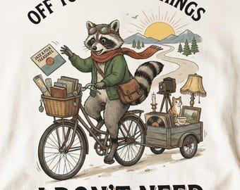 Vado a raccogliere cose di cui non ho bisogno Procione png, Arte da collezione vintage, Animale stravagante Download digitale png