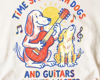 Il tempo trascorso con cani e chitarre non è mai tempo perso PNG, cane che suona la chitarra, design per sublimazione, divertente download digitale per amanti degli animali