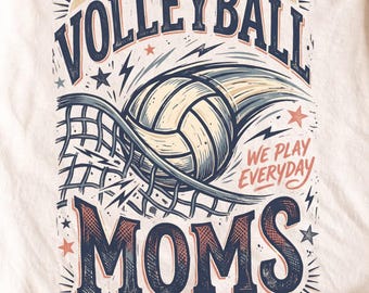 Club delle mamme della pallavolo PNG, Giochiamo tutti i giorni, Pallavolo effetto vintage PNG, Sublimazione per mamme sportive, Download digitale