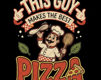 Questo ragazzo fa la pizza migliore PNG, Chef divertente PNG, Regalo per amanti della pizza, Sublimazione per buongustai, Download digitale di un cuoco retrò